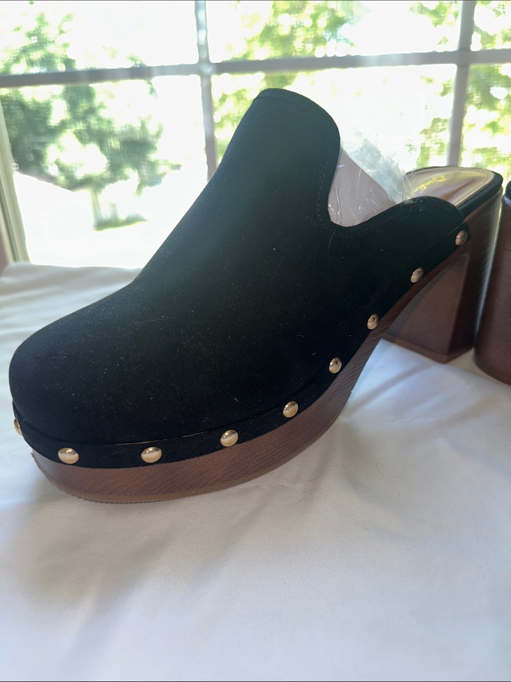 Qupid Black Studded Block Heel Platform Mules - Picture 2 of 4